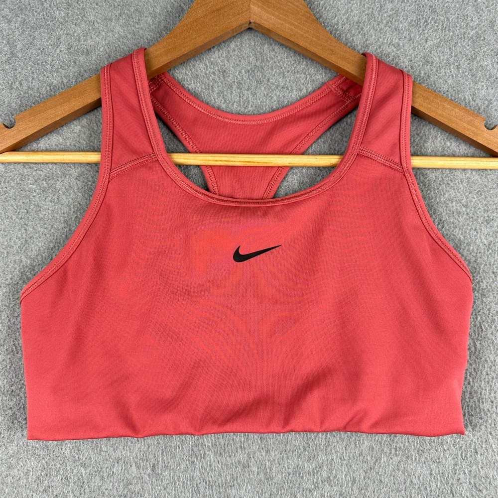 Nike Sports Bra Womens S Dri-FIT Racerback Pink Swoosh Logo